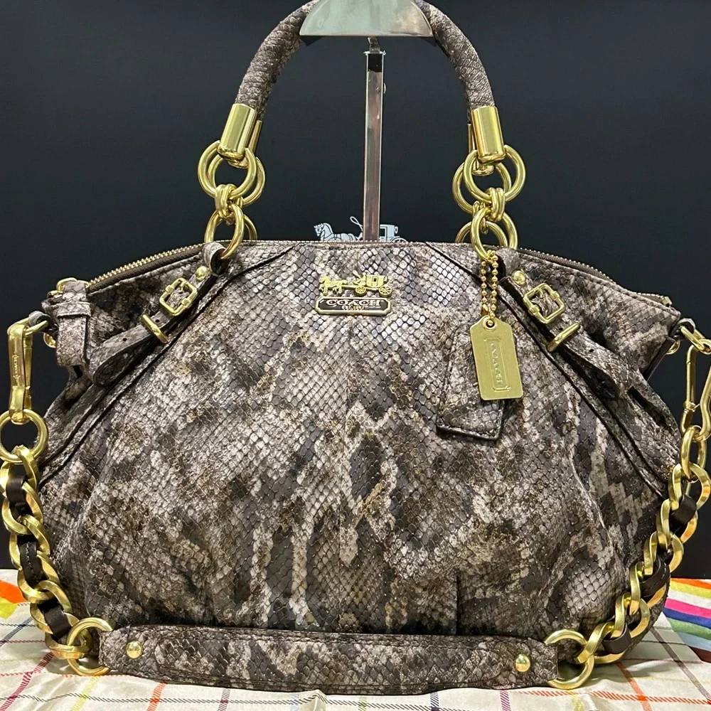 COACH Madison Sophia Python Embossed Leather Satchel/Shoulder Bag